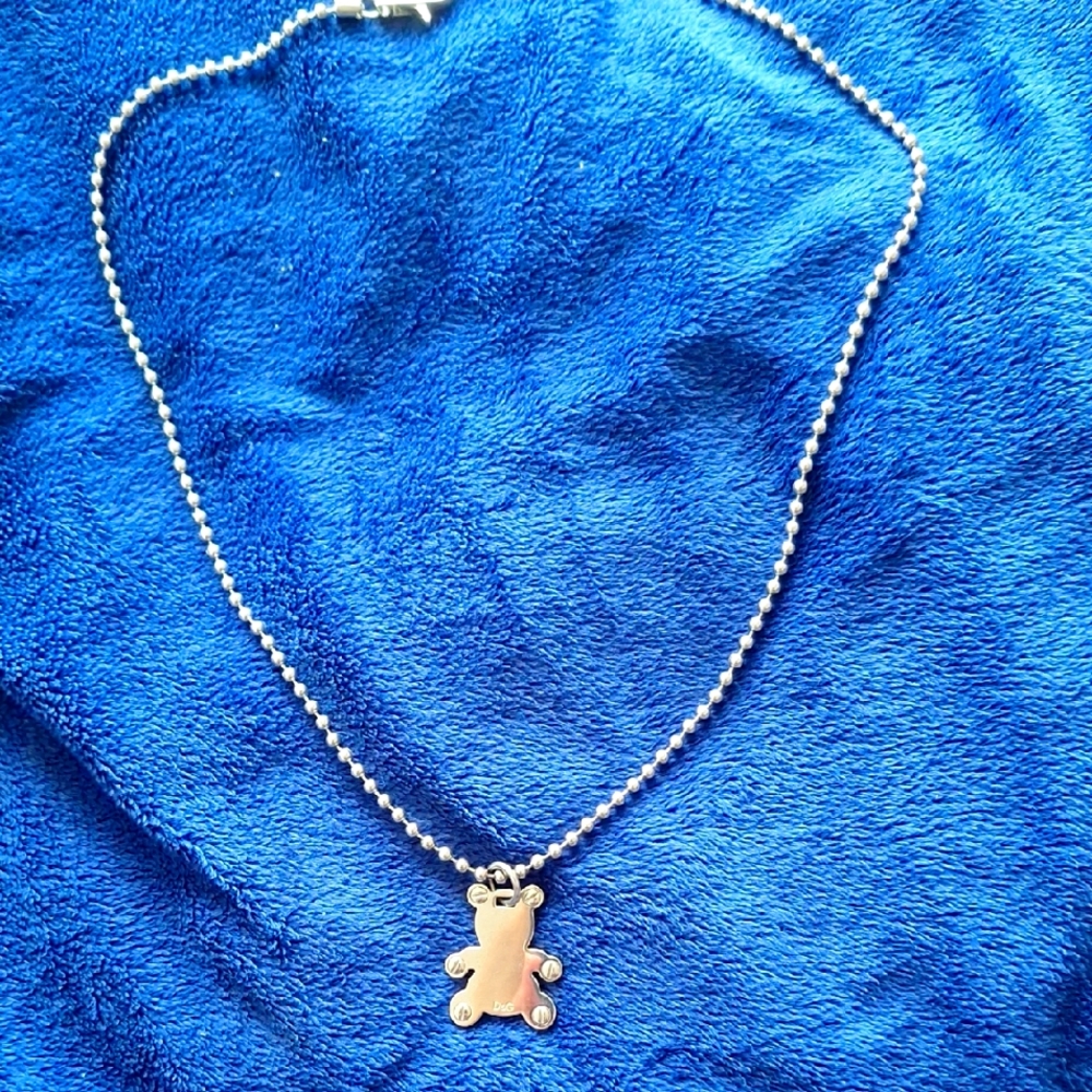 Silver Teddy Bear Pendant Necklace
